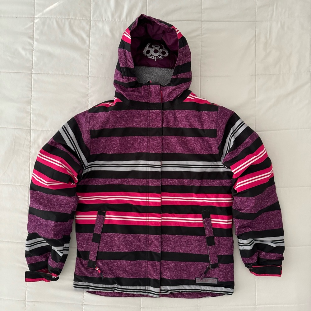 686 Girls Mannual Heather Insulated Snowboard Jacket Lt Plum Stripe Girls XL